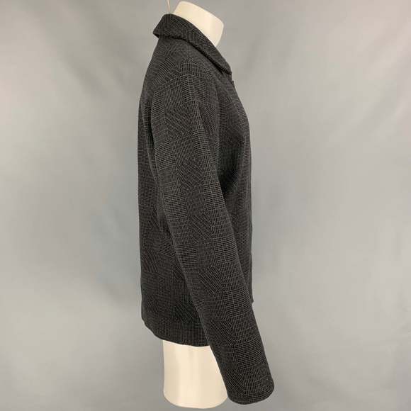 CALVIN KLEIN COLLECTION Charcoal Black Textured Wool  Cashmere Jacket - Picture 3 of 7